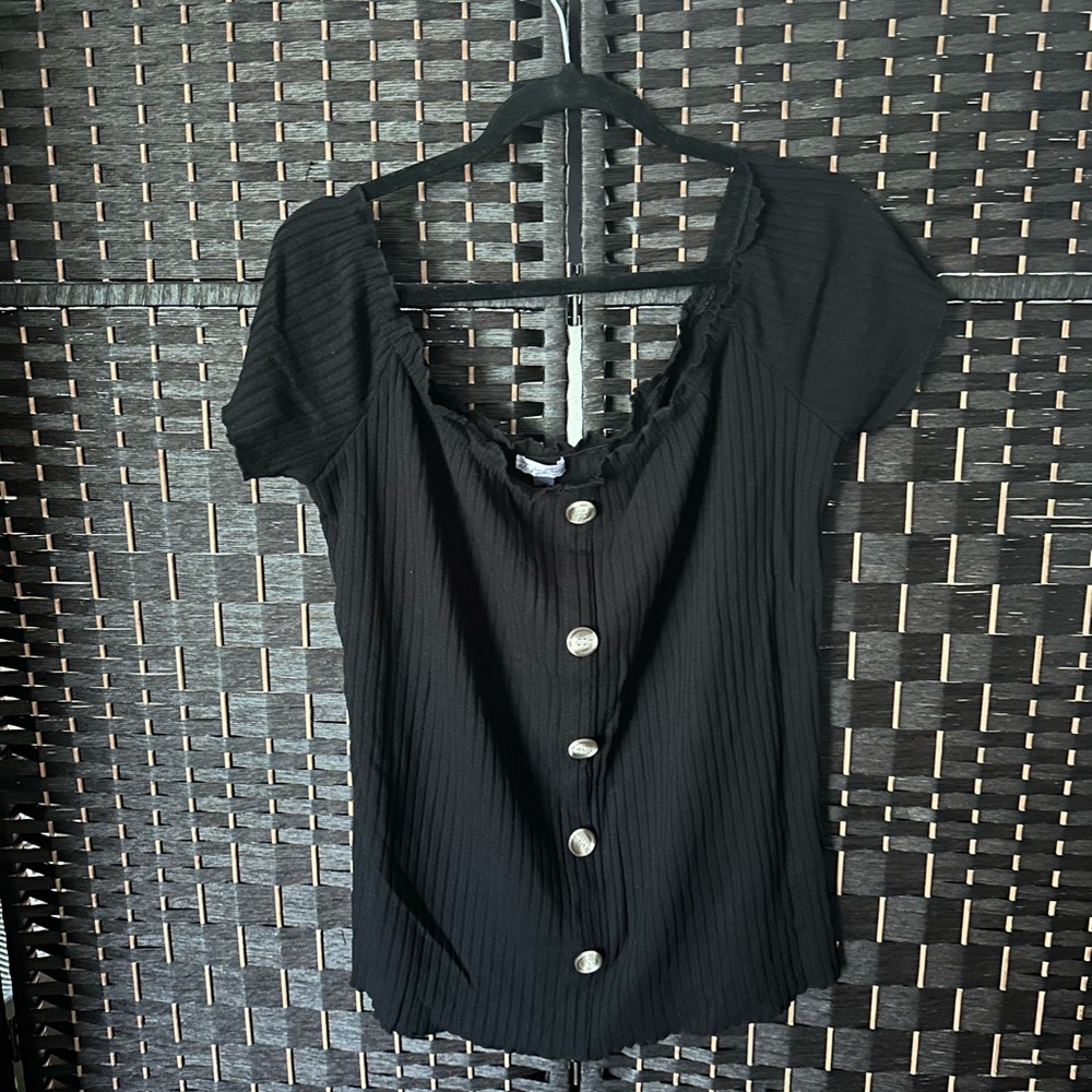 Black off the shoulder crop top